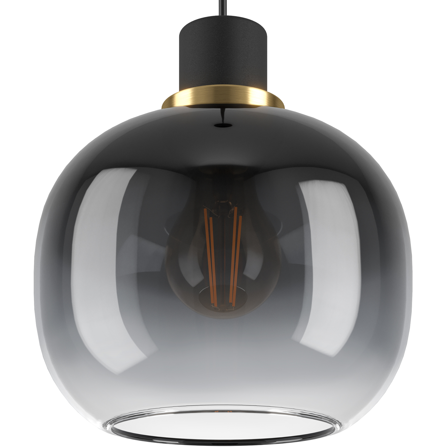 Eglo Oilella Linear Black And Grey Glass Pendant Light - Black Brass