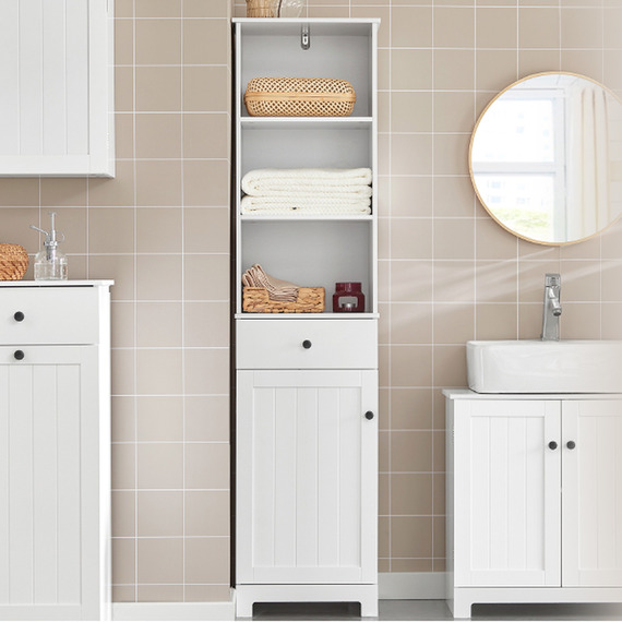 SoBuy Tall Bathroom Storage Cabinet Unit with 1 Drawer 