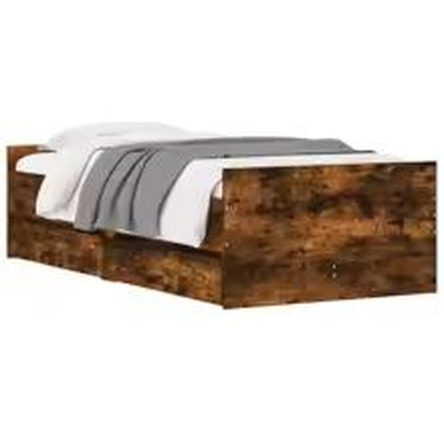 Single Bed Frame With Storage Drawer - Brown