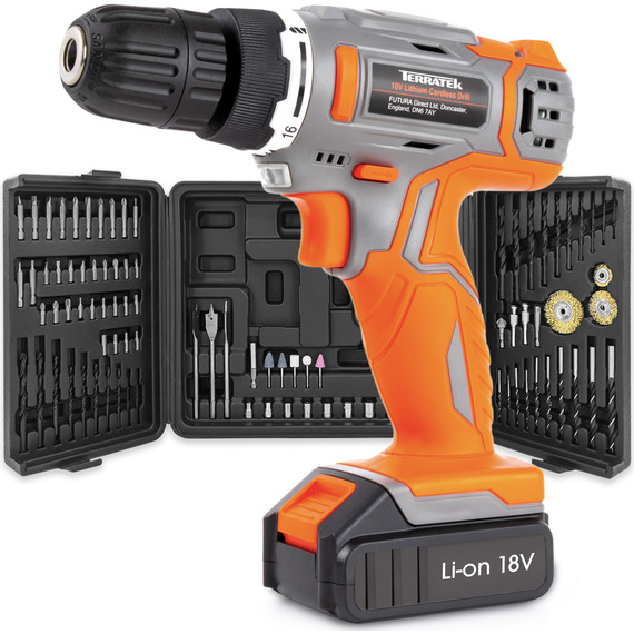 18V Cordless Drill and 89pc Screwdriver Set
