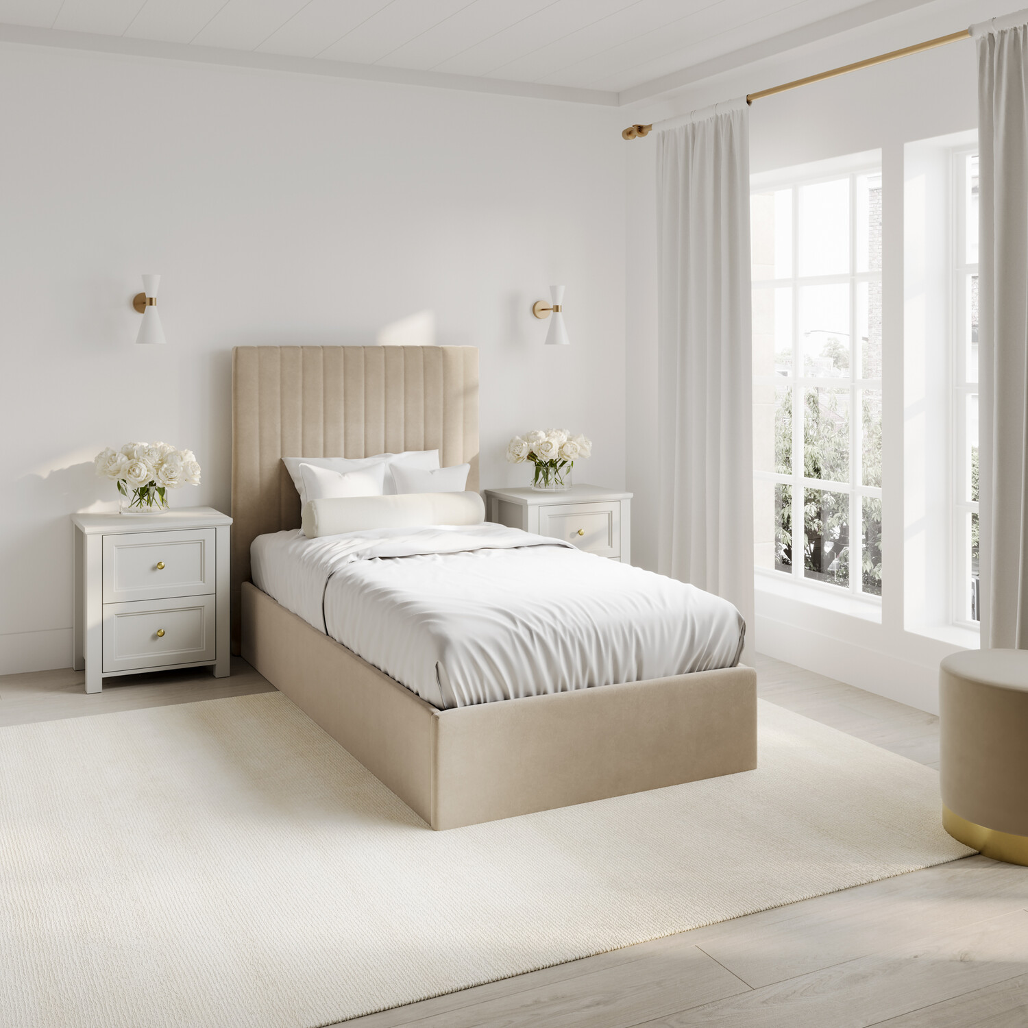 Lpd Home Wilko Berlin Tall Ottoman Bed - Beige / Single