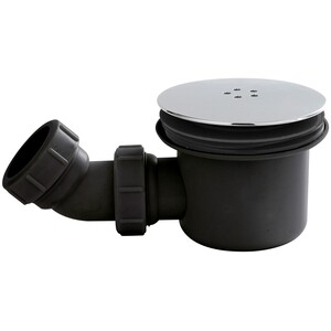 Resin Shower Tray Mega Flow Waste Black with Chrome Top