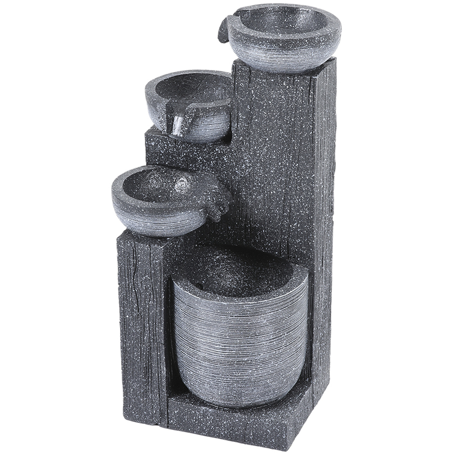 Livingandhome Solar Powered Multi Tiered Garden Water Feature - Grey