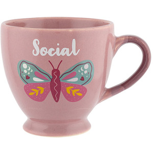 Pink Social Butterfly Footed Mug