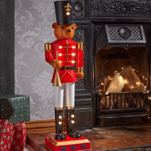 Christmas Teddy Nutcracker Decoration with LEDs