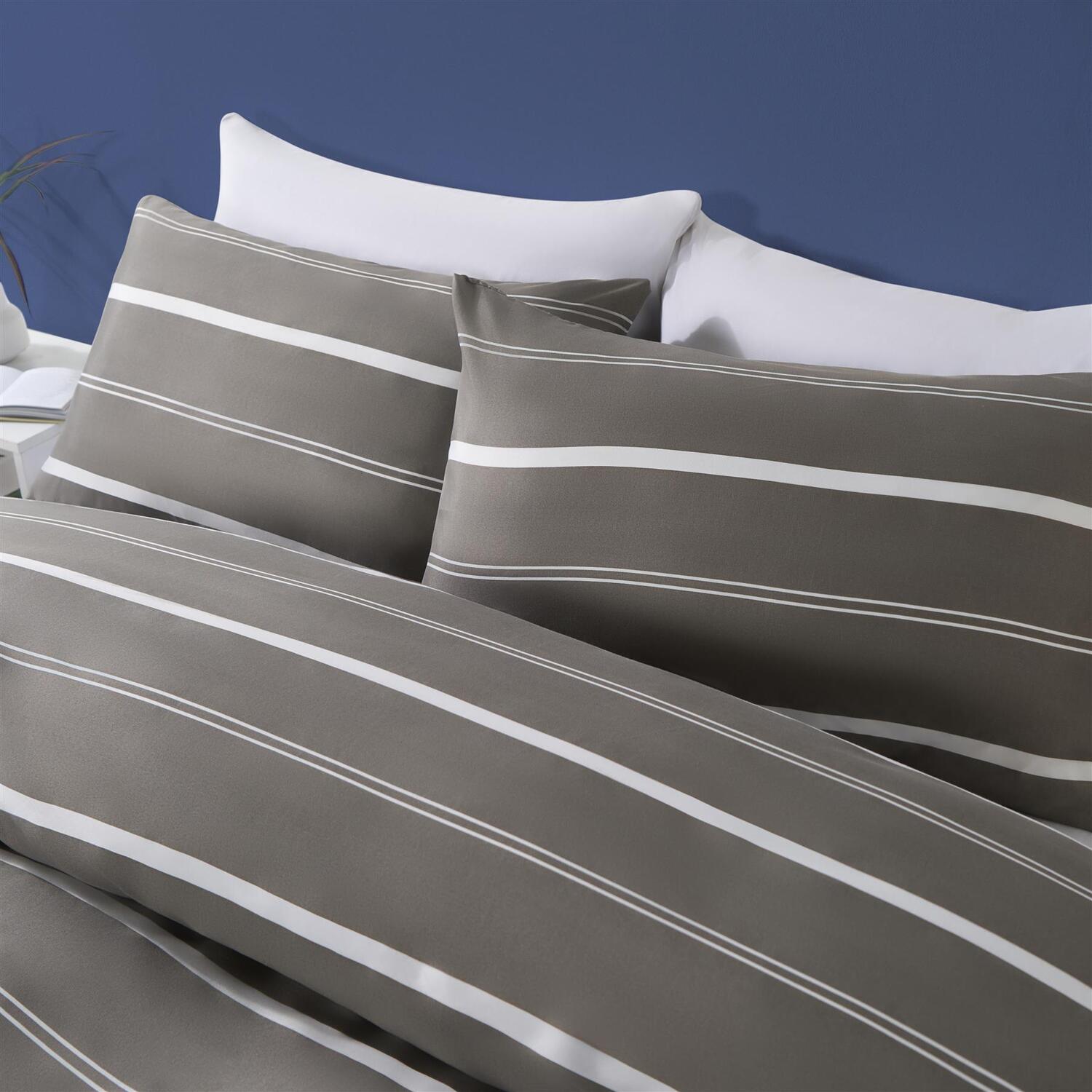 Stripe Line Duvet Cover Set - Grey Double