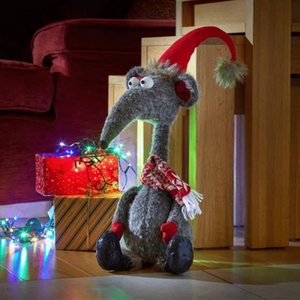 48cm Grey Plush Sitting Renton Rat Christmas Decoration