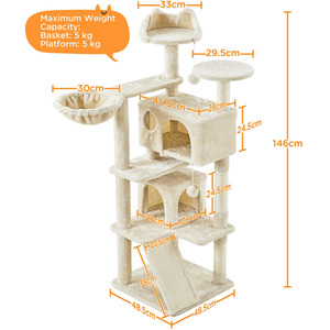 Beige Yaheetech 146cm Plush Cat Tree  shot 9762819