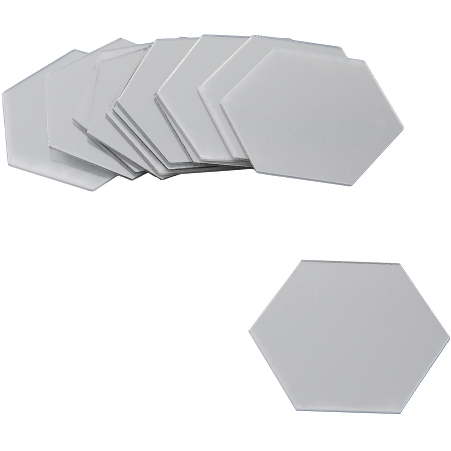 The Hot Sale Modern Acrylic Mirror Hexagon Stickers Set - Silver