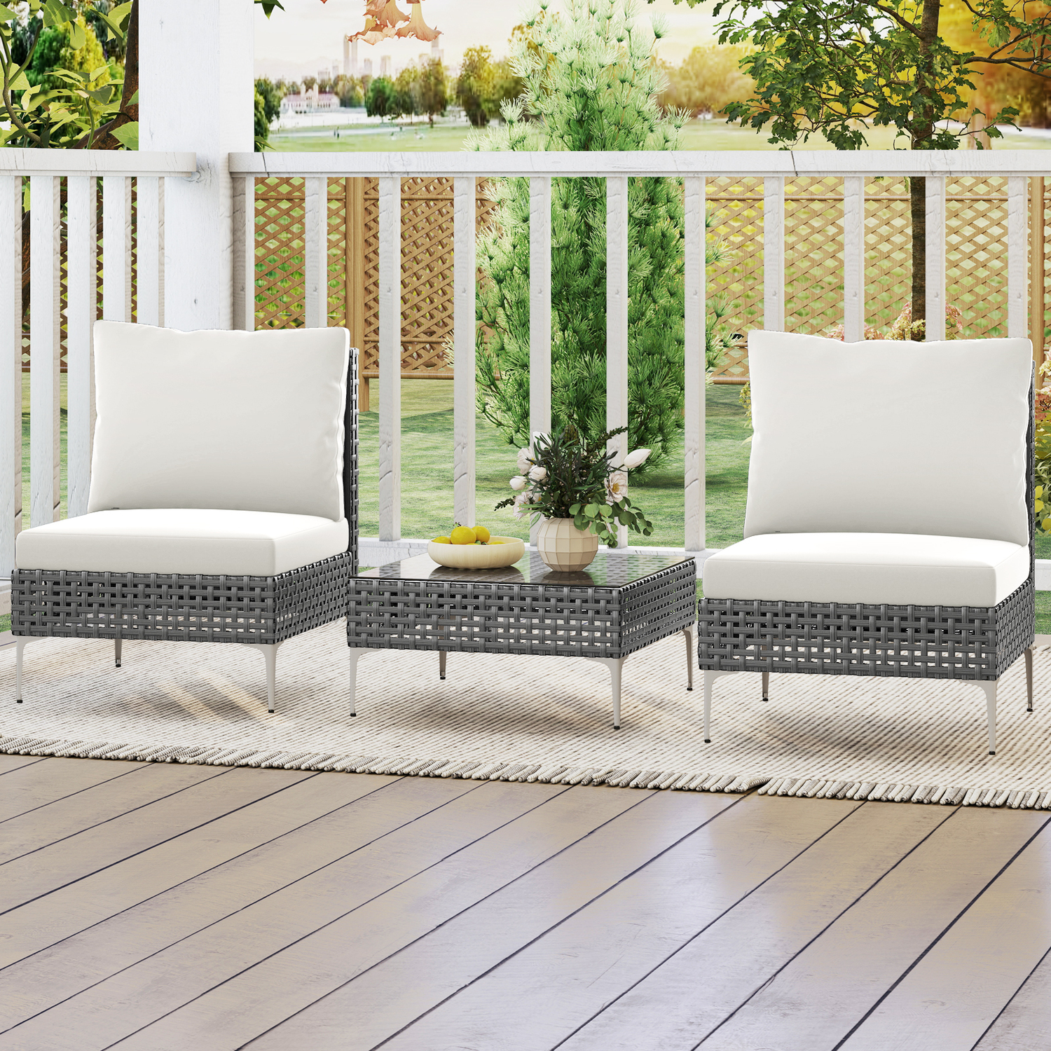 Outdoor 3pcs Bistro Set - White