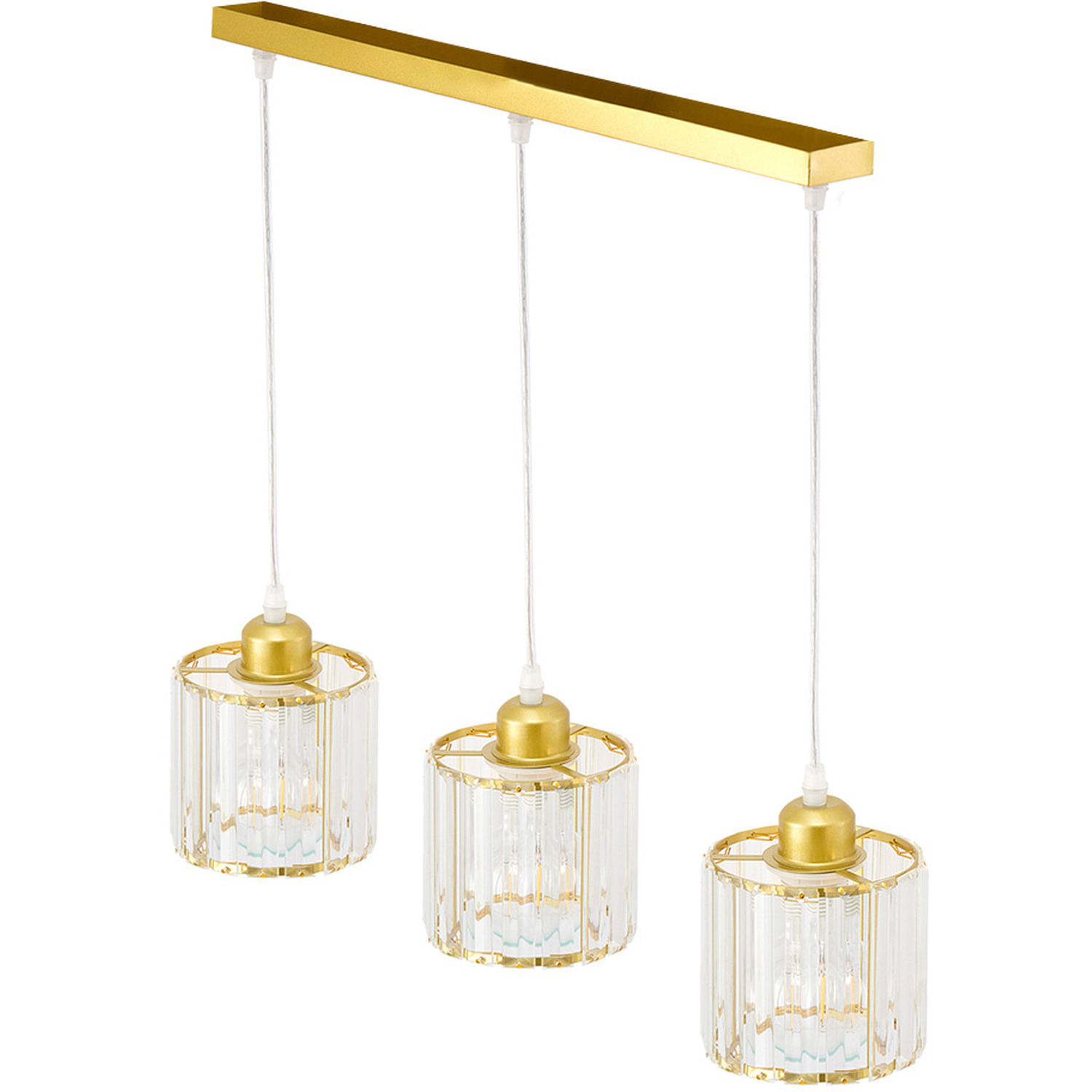 Livingandhome Cylinder Lampshade Crystal Chandelier Rectangular Ceiling Plate - Gold