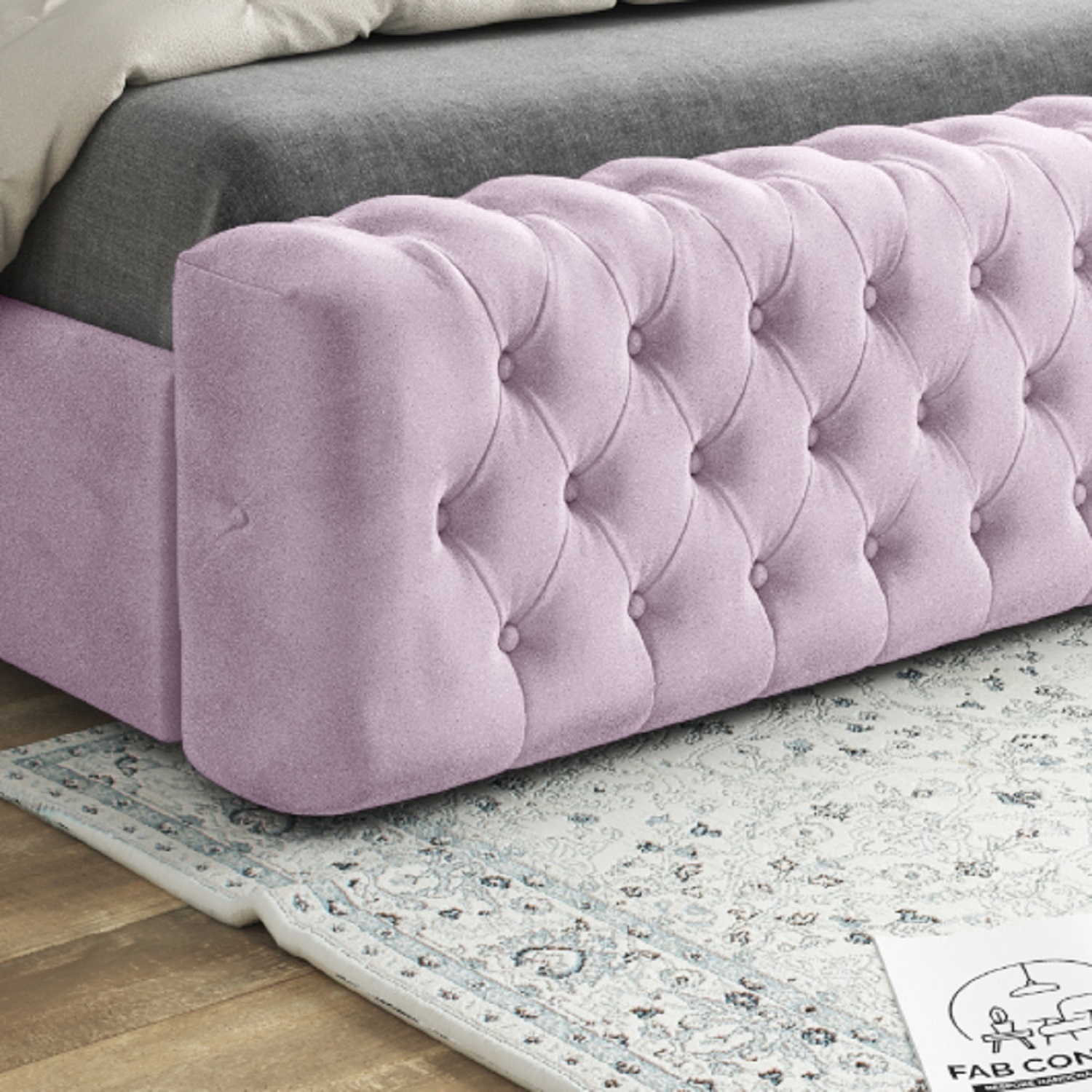 Gemia Soft Velvet Upholstered Mirror Bed Frame - Pink Small Single