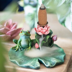 Lily Pad Frog Backflow Incense Burner For Relaxation