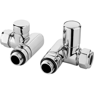 Corner Minimalist Dual Fuel Round Radiator Valves Pair Chrome