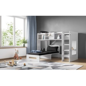 Wizard Junior Mid High Sleeper with Futon White