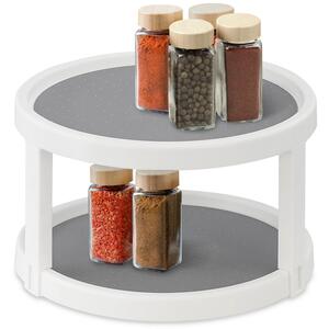 2 Tier Lazy Susan Spice Rack Rotating Organiser Kitchen Storage