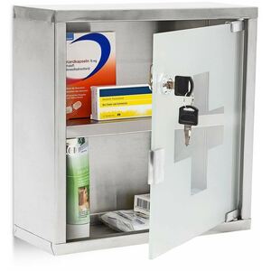 Large Medicine Cabinet Emergency First Aid Box with Locking Door