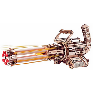 Rotating-Barrel Machine Gun, Wooden Toy 3D Puzzle Kit For All Ages