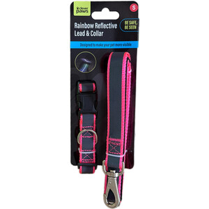 Rainbow Reflective Lead and Dog Collar