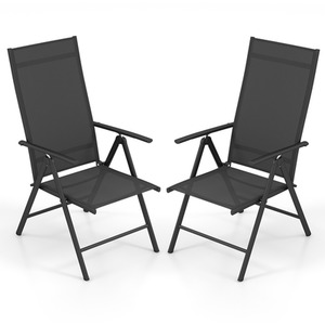 Black Set of 2 Patio Folding Dining Chairs shot 11668954