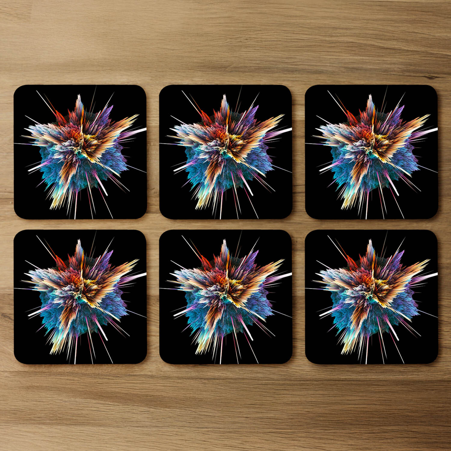 Colorful Explosion Isolated Coaster - Black