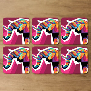 Colorful illustration of Elephant head in WPAP style Designer Coaster Set