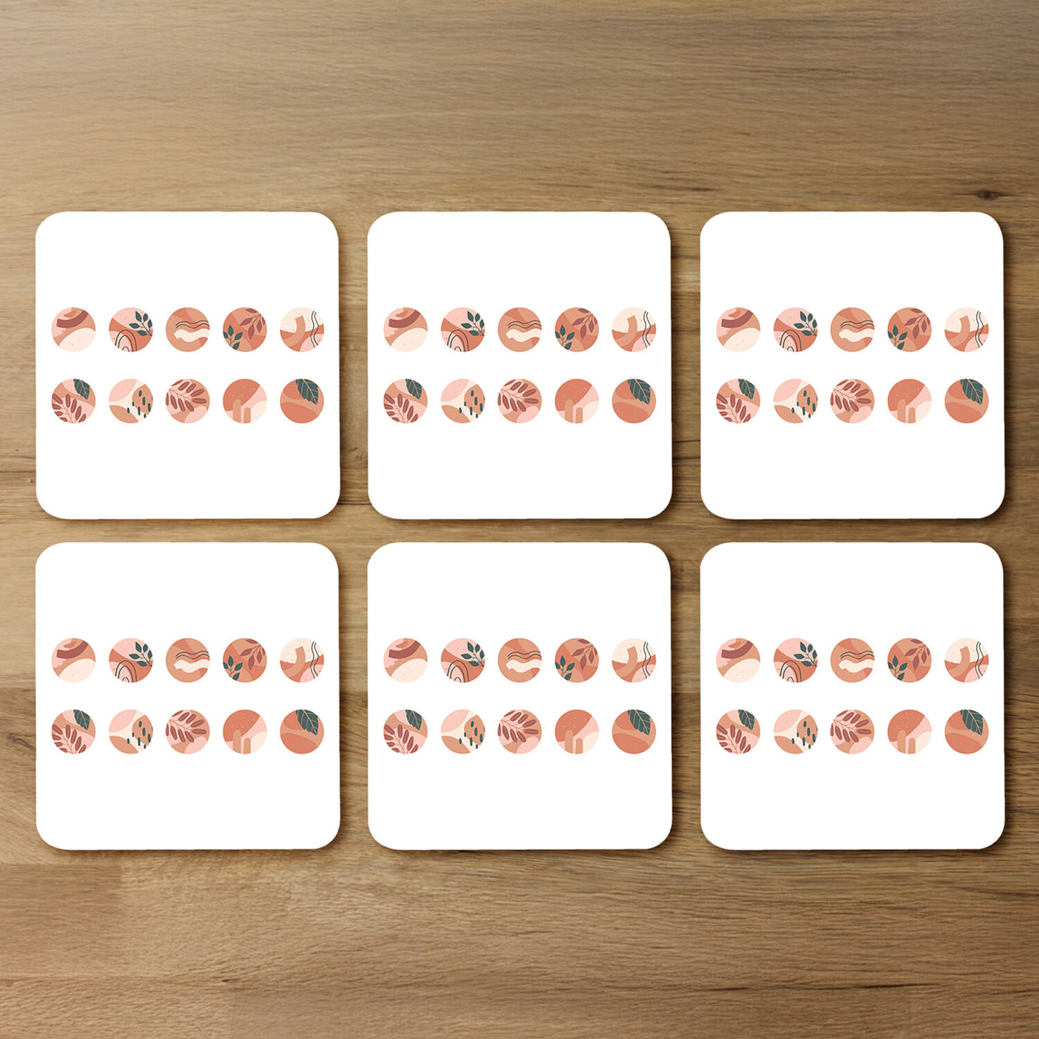 Plant and textures in autumn style Designer Coaster Set - Pink