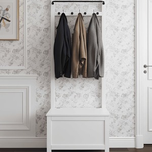Karlstad Hallway Bench Shoe Storage and Coat Hook in Classic White