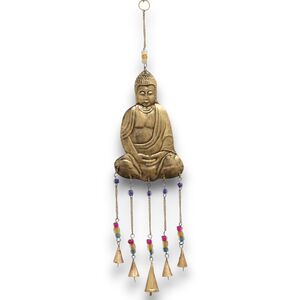 Indian Chimes Large Buddha 5 Bell Chimes Gold
