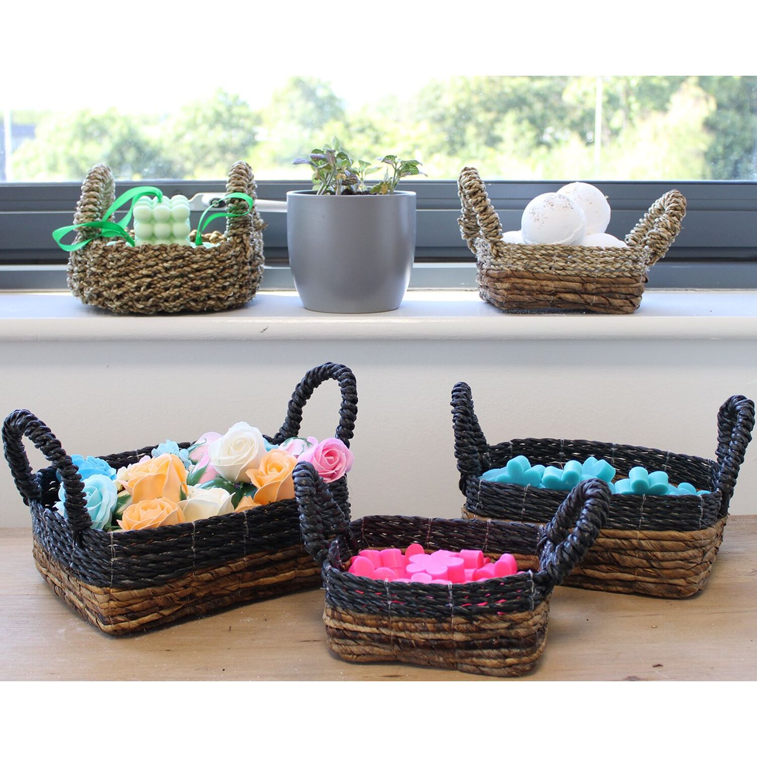 Image of Banana Leaf Seagrass Square Basket Set&hellip;