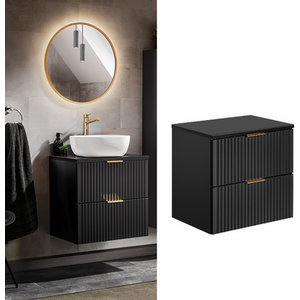 Bathroom Vanity Unit with Worktop 600mm Black - Adel