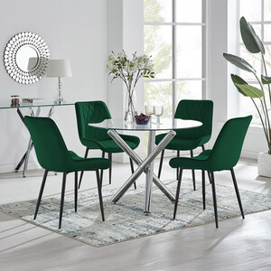 Selina Round Dining Table With Four Pesaro Black Leg Chairs