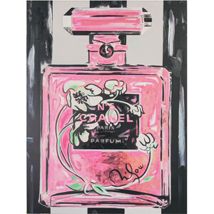 Floral Perfume Bottle Gold Edged Canvas