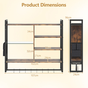 6-Tier Modern Wall Mounted Shelf with LED Lights