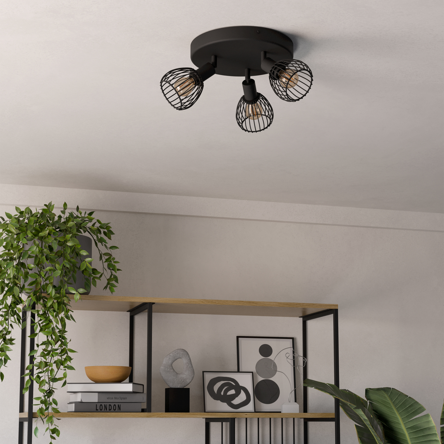 Eglo Sonnino Black Steel Caged Wire 3-light Spotlight - Black
