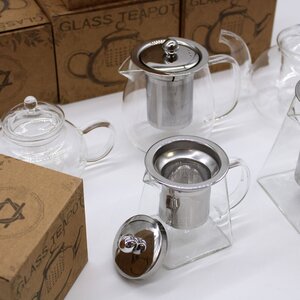 Glass Infuser Teapot Round Pearl Clear Stovetop Safe