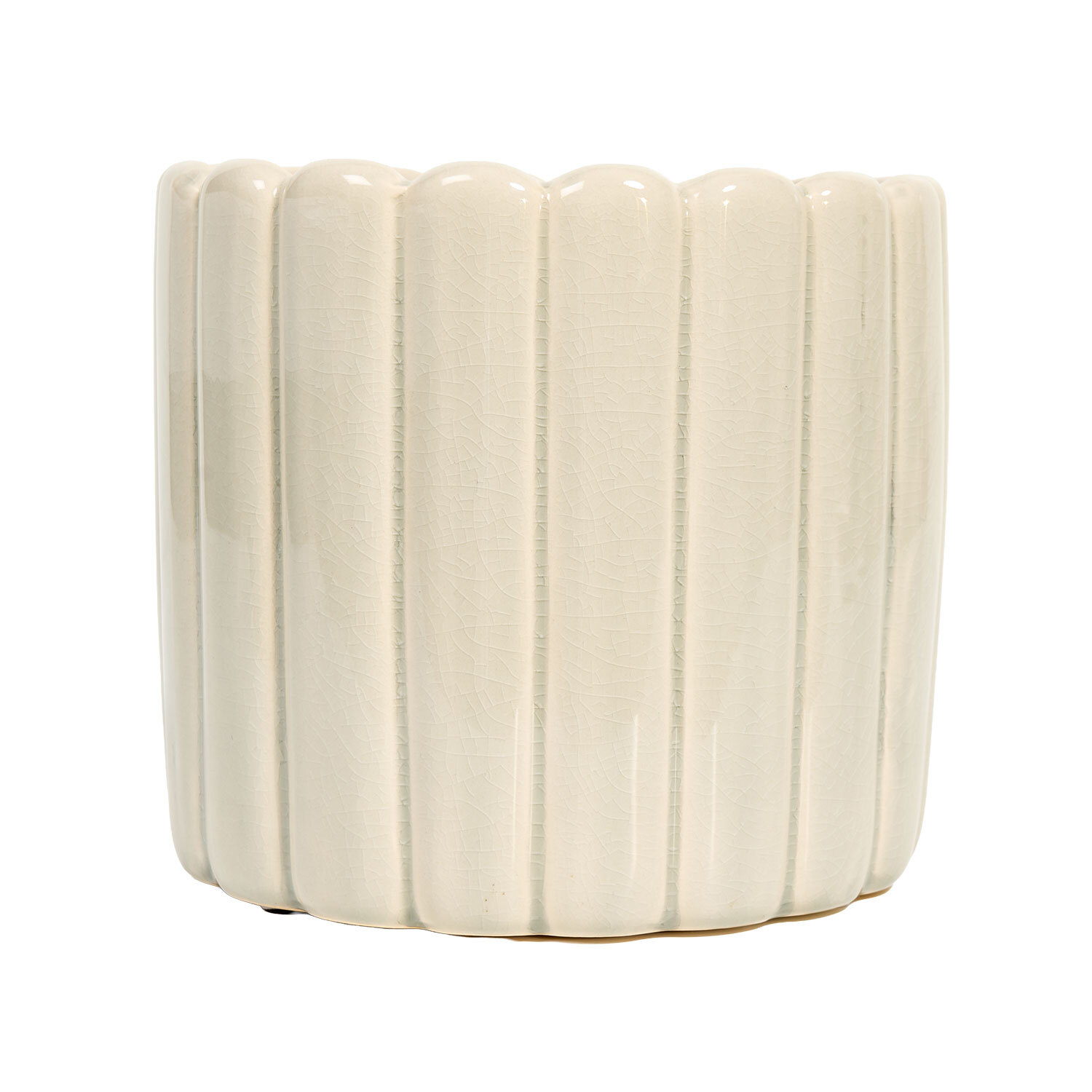 Ribbed Plant Pot - Cream / 20cm