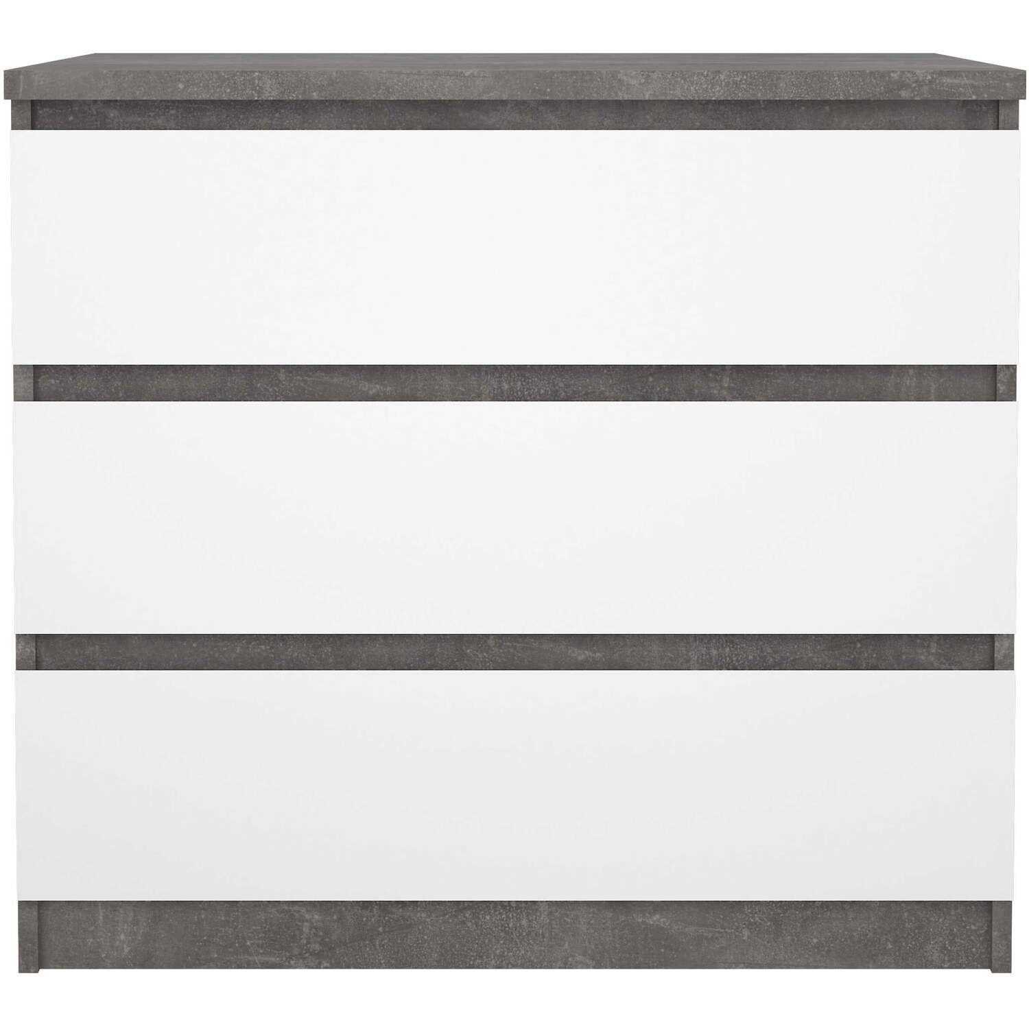 Wyld Haus Budapest 3-Drawer Chest Concrete-Effect and White Gloss - White