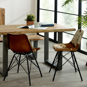 Pack Of 2 Adaman Live Edge Matching Cowhide Dining Chair