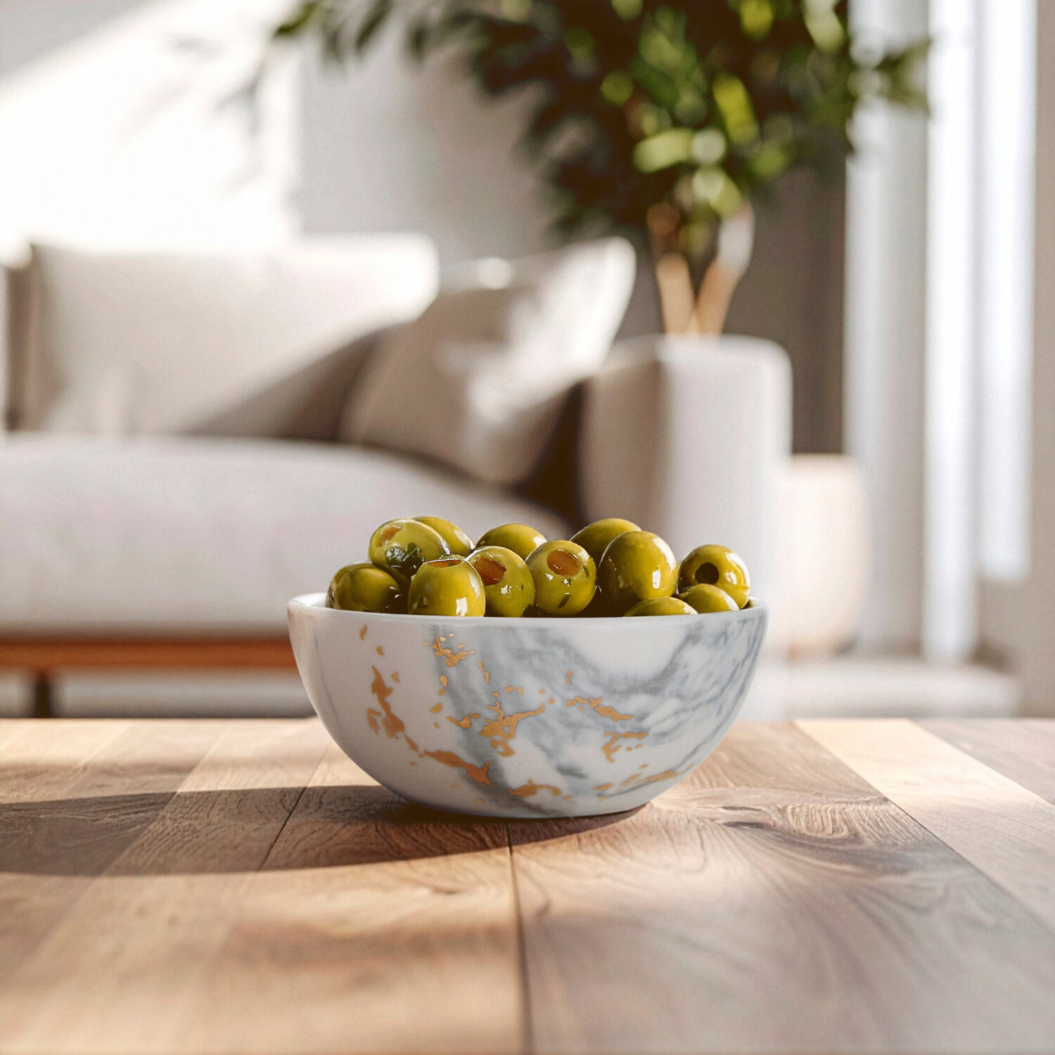 Marble Luxe Snack Bowl - White