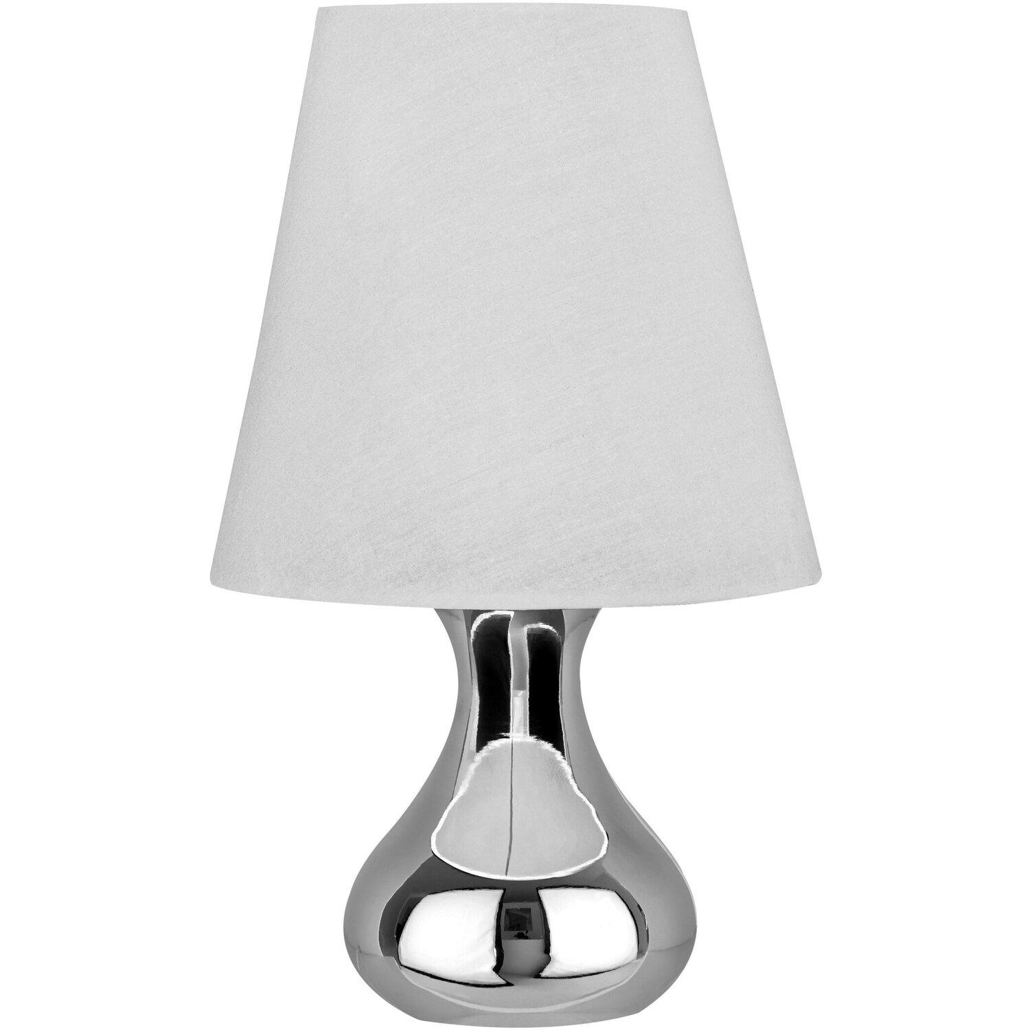 Nell White Fabric Shade Table Lamp - Silver