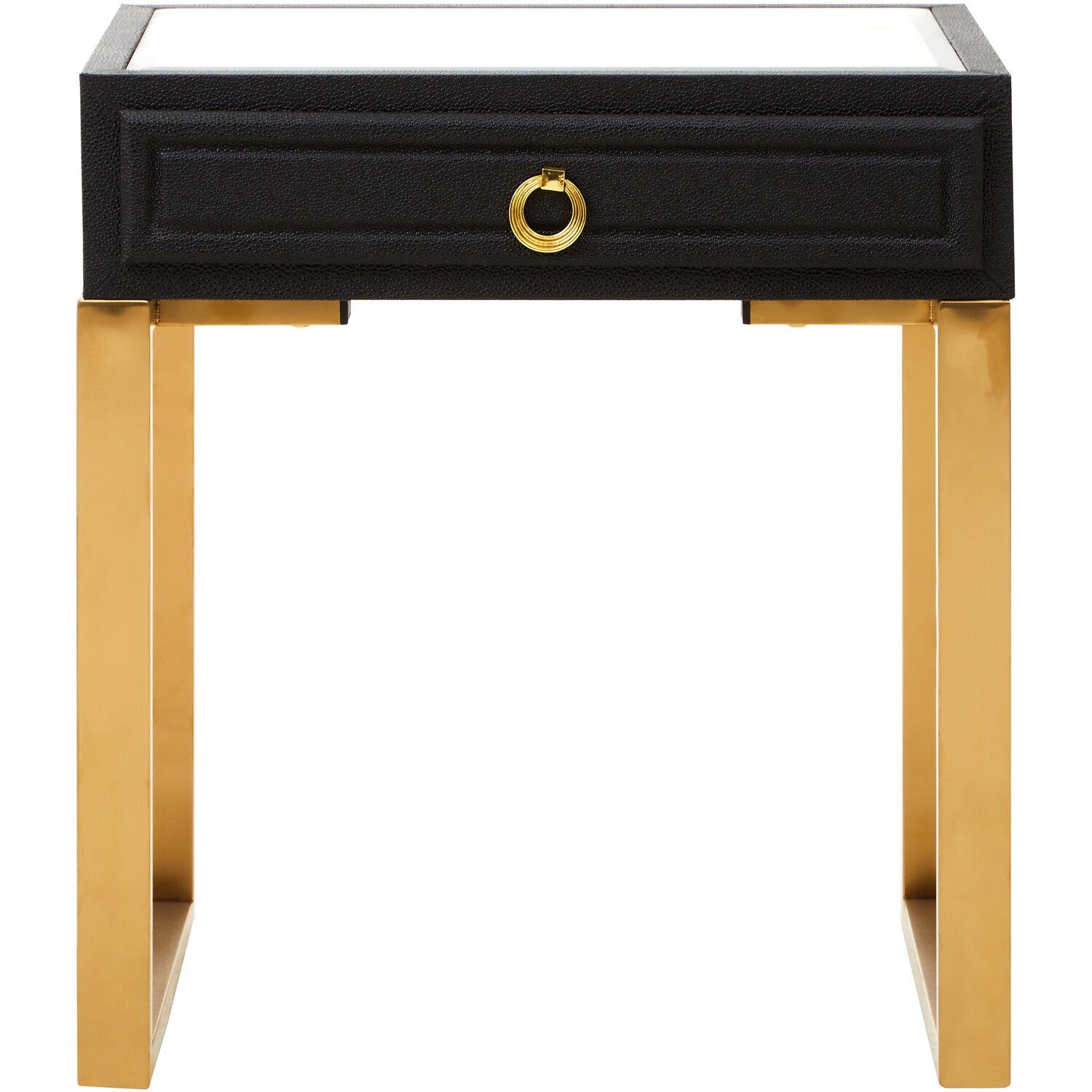 Cardoba 1 Drawer Black Shagreen Effect Side Table - Black
