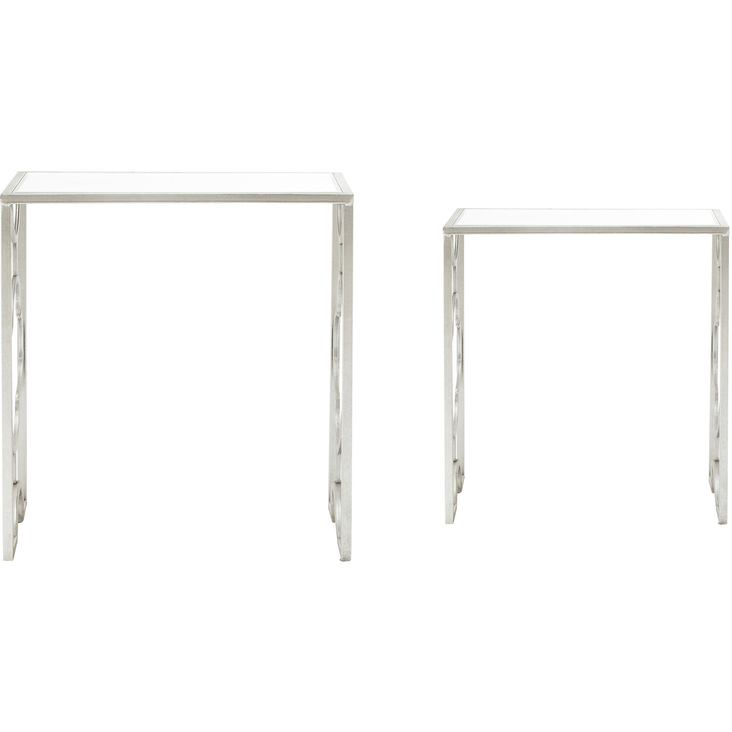 Merlin Set Of Two Silver Leaf Side Tables - Silver