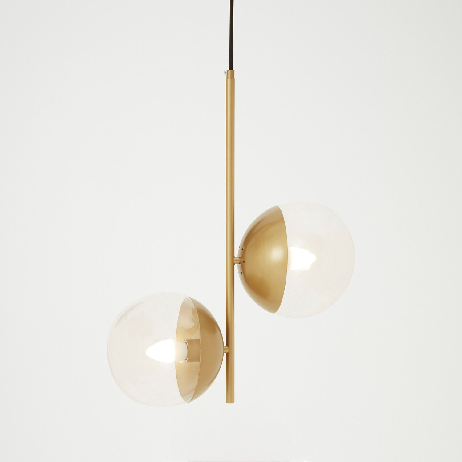 Revive Gold Finish Pendant Light With Two Glass Shades - Gold