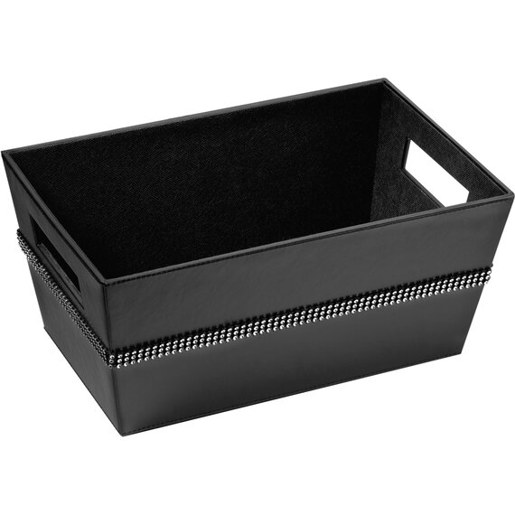 Oui Black Faux Leather Rectangular Storage Basket
