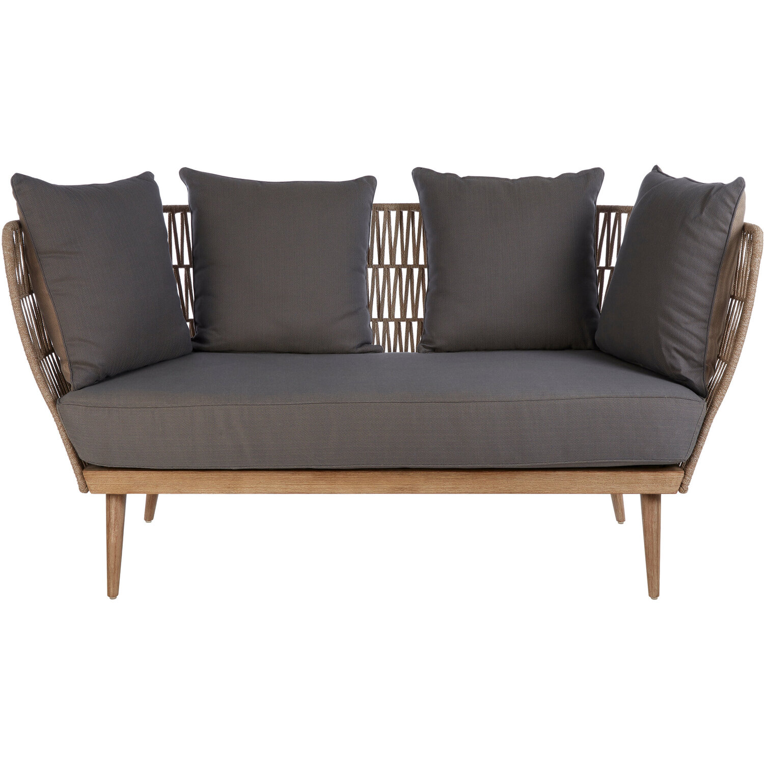 Fifty Five South Opus Woven Rope 2 Seater Sofa With Grey Cushions - Grey