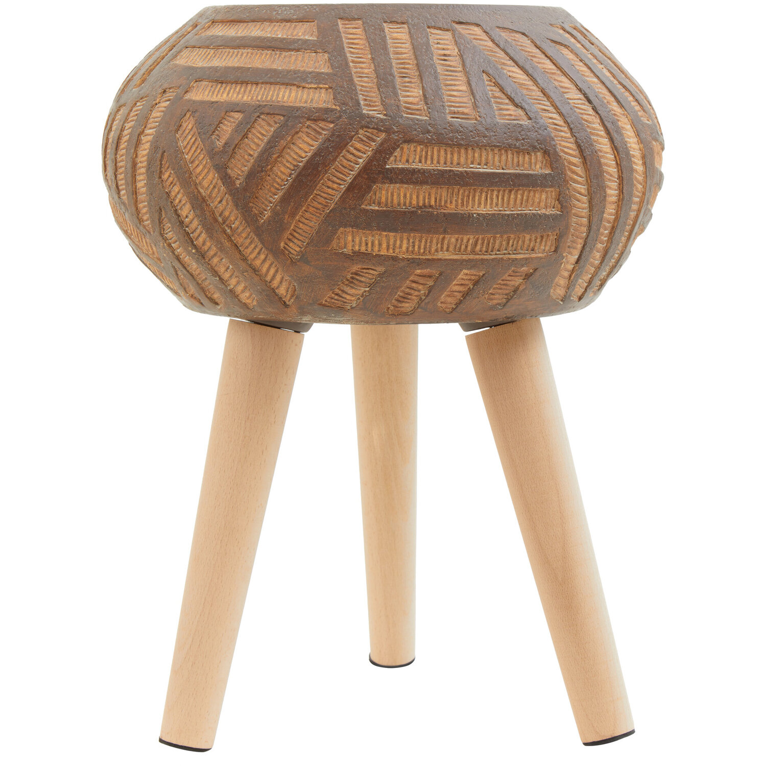 Darnell Round Brown Planter With Angular Legs - Brown