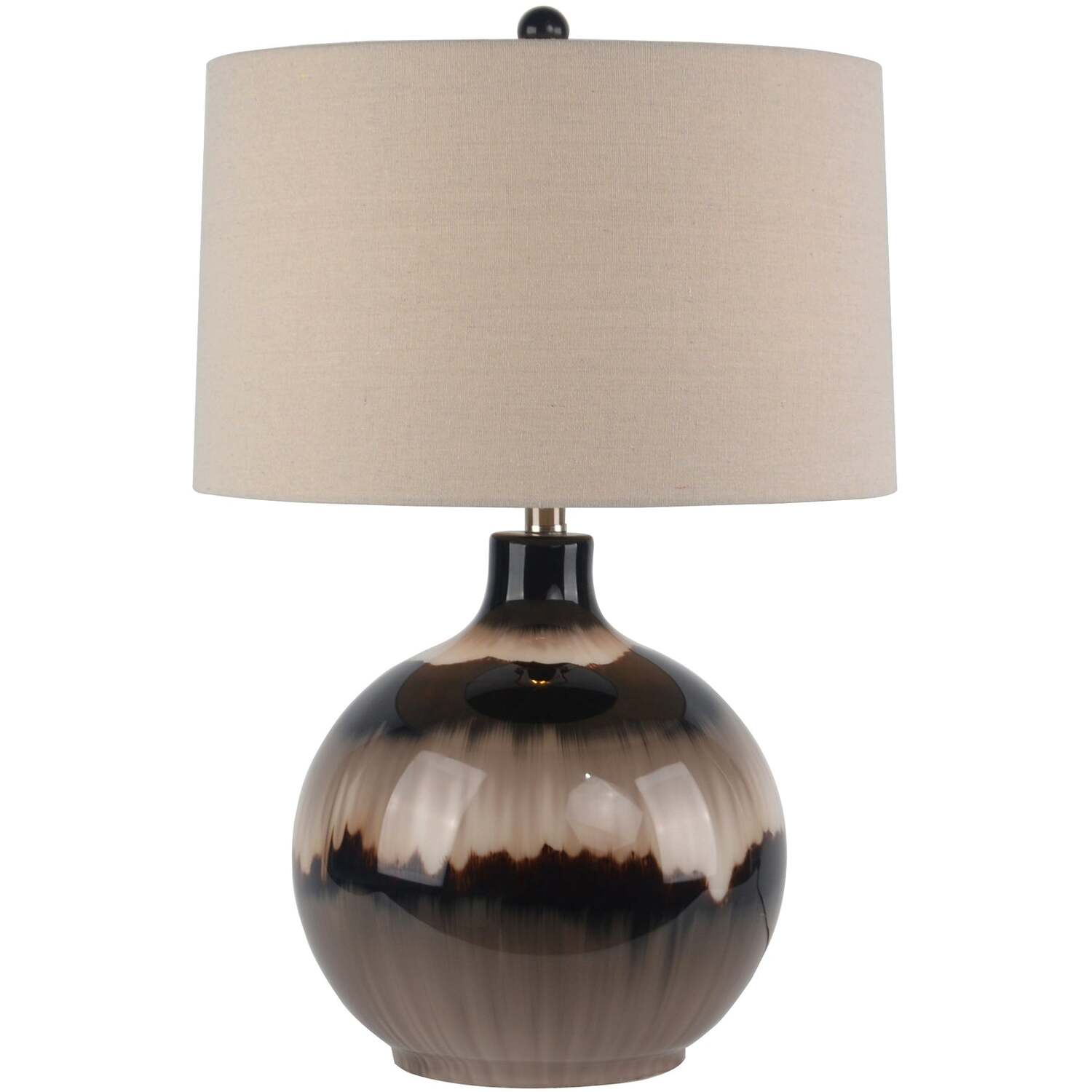 Honfleur Sepia Shadows Table Lamp With Linen Shade - Brown