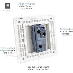 Copper Screwless 1 Gang 2 Way Rocker Light Switch 10AX, (25mm Back Box Req.), 10yrs Warranty