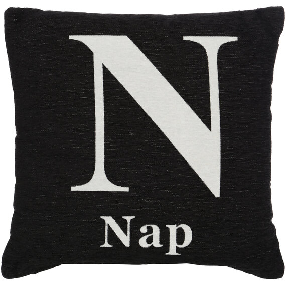 Words 'Nap' Black Cushion